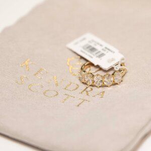 NWT Kendra Scott Cailin Gold Crystal Band Ring in White CZ Size 9